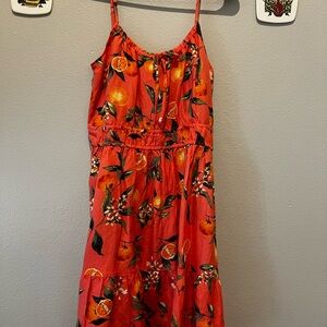 LOF Orange and Green Floral Top